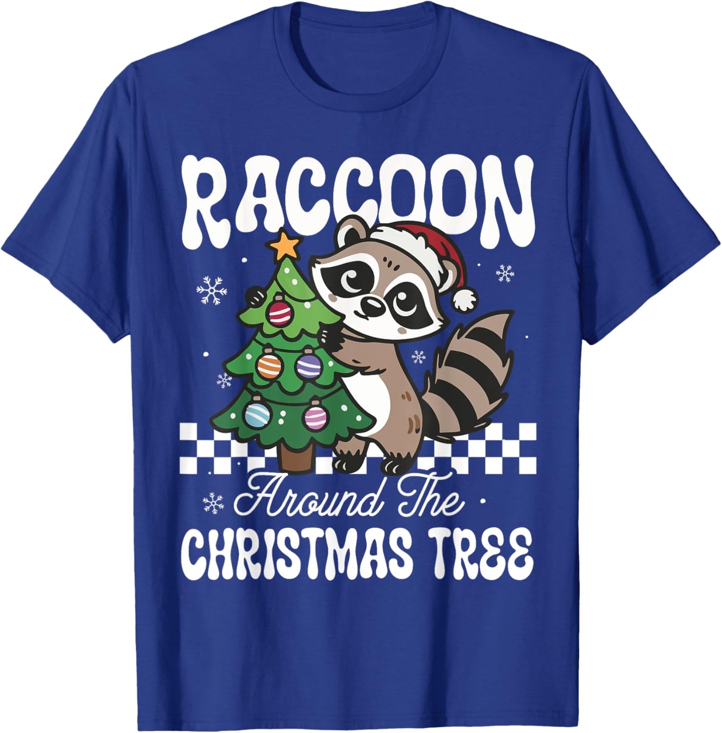Funny Raccoon Around The Christmas Tree Raccoon Lover T-Shirt - T-Shirt | Royal
