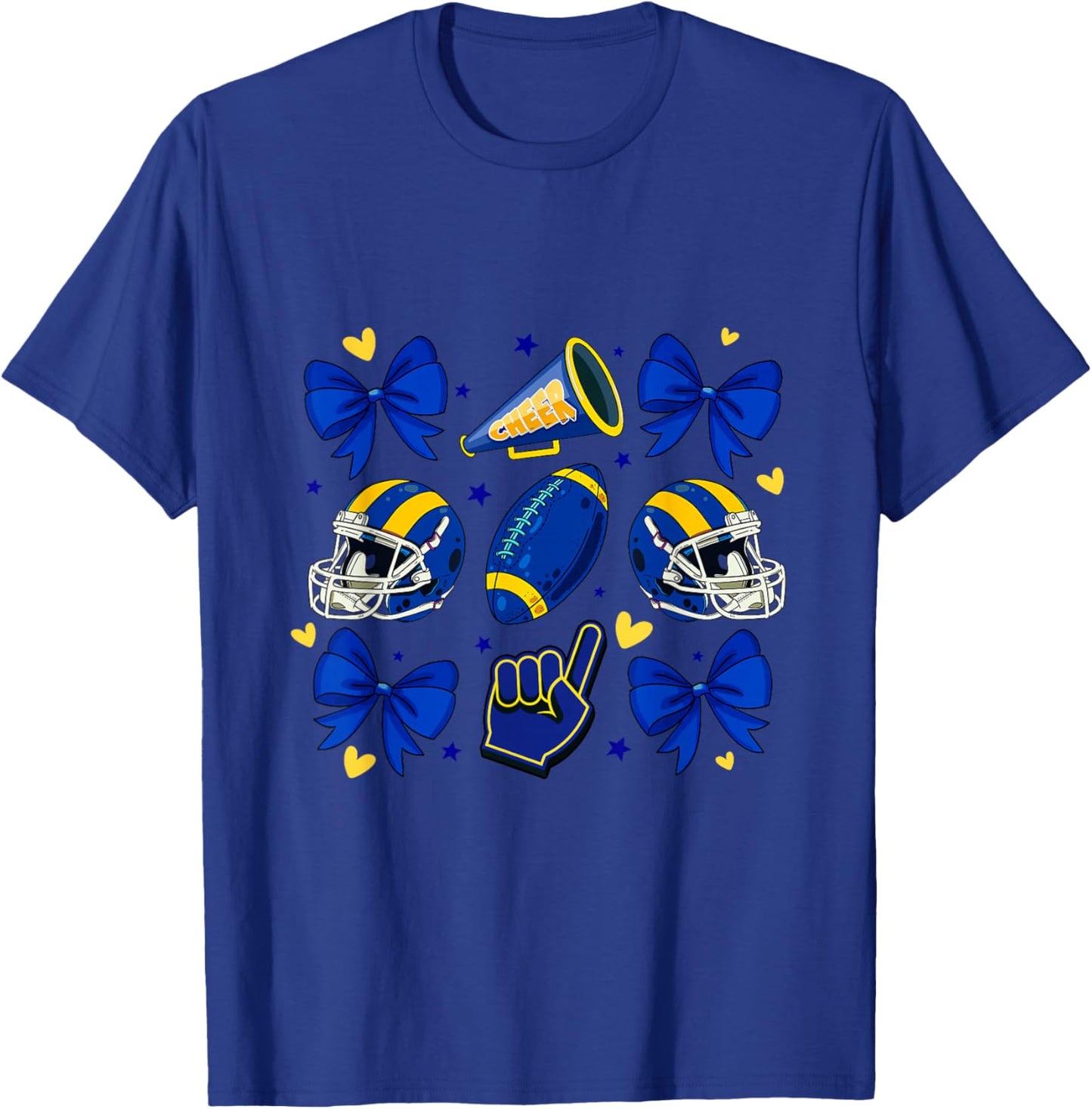 Football Cheer Mom Sister Coquette Bow Game Day Yellow Women T-Shirt - T-Shirt | Royal