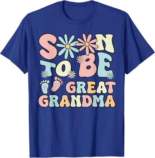 Soon To Be Great Grandma Groovy Retro First Time Grandma T-Shirt - T-Shirt | Royal