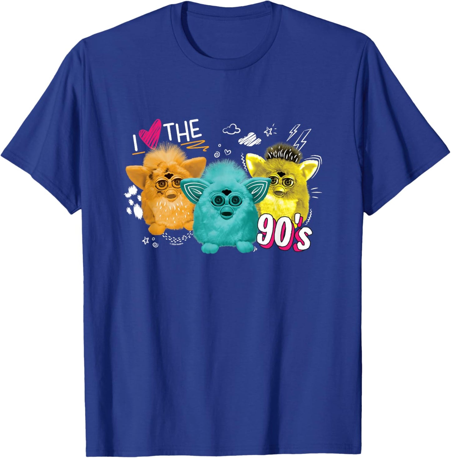 Furby I Love The 90's Bear Snowball Wolf Retro Chest Logo T-Shirt - T-Shirt | Royal