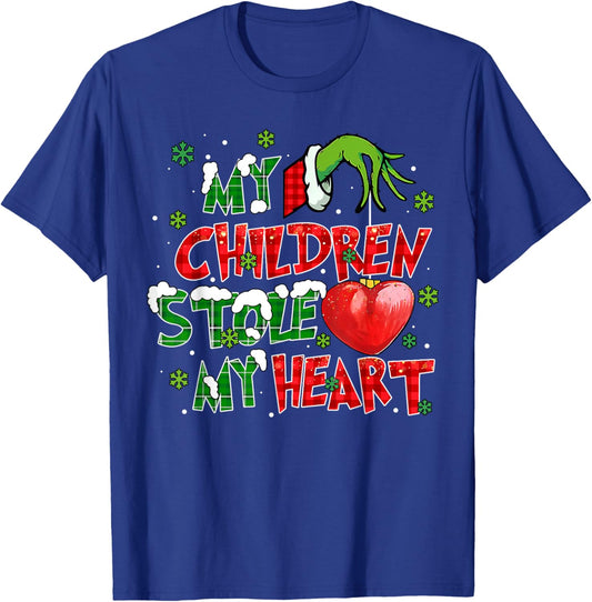 My Children Stole My Heart Xmas Christmas Holiday Teacher T-Shirt - T-Shirt | Royal