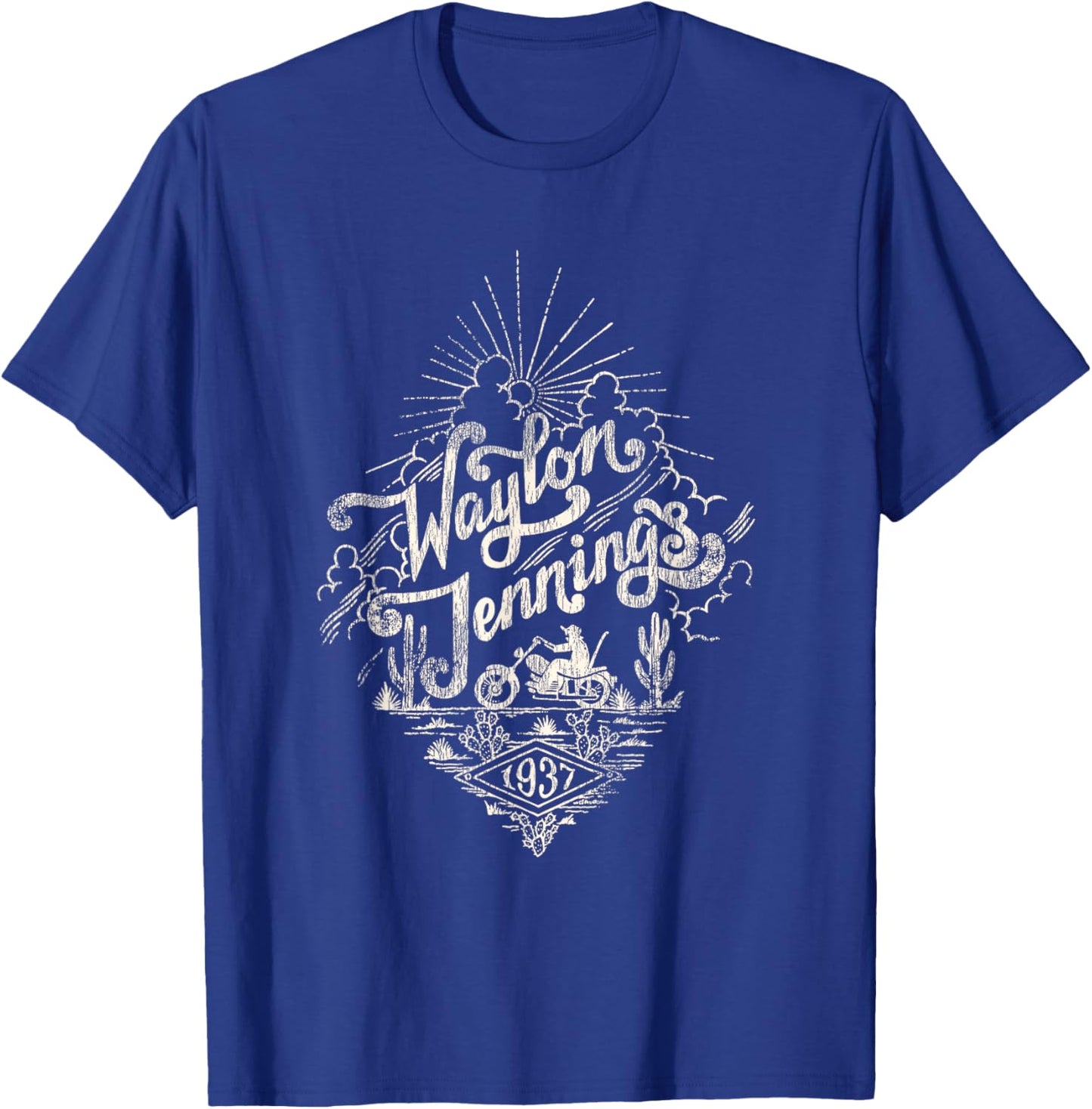 Waylon Jennings - Official Merchandise - Moto T-Shirt - T-Shirt | Royal