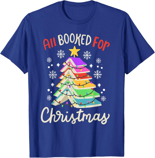 All Booked For Christmas Funny Book Lovers Xmas Tree Women T-Shirt - T-Shirt | Royal