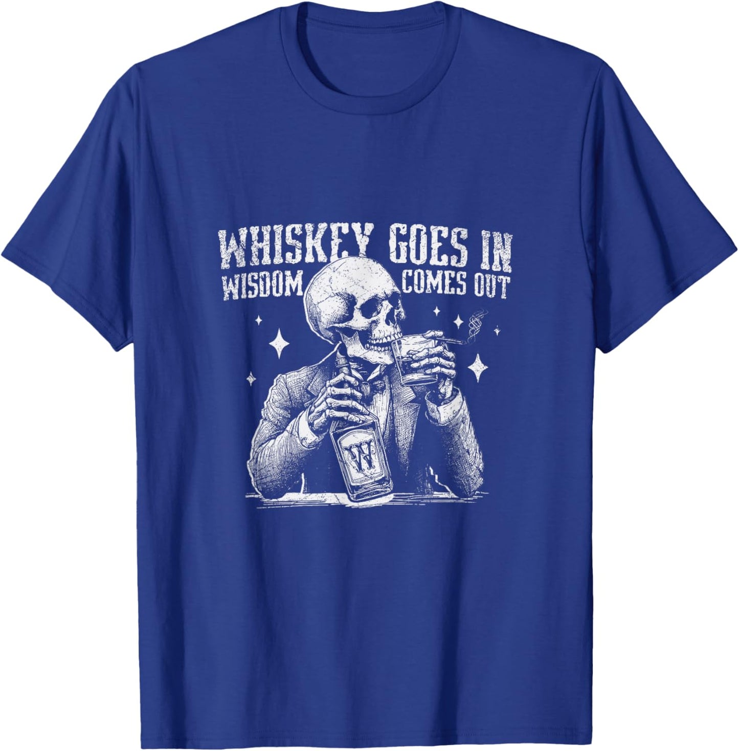 Vintage Western Funny Skeleton Whiskey Halloween Wisdom T-Shirt - T-Shirt | Royal
