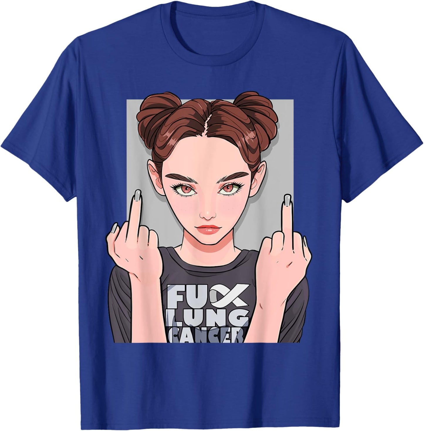 Fuck Lung Cancer White Ribbon Awareness Month Survivor T-Shirt - T-Shirt | Royal