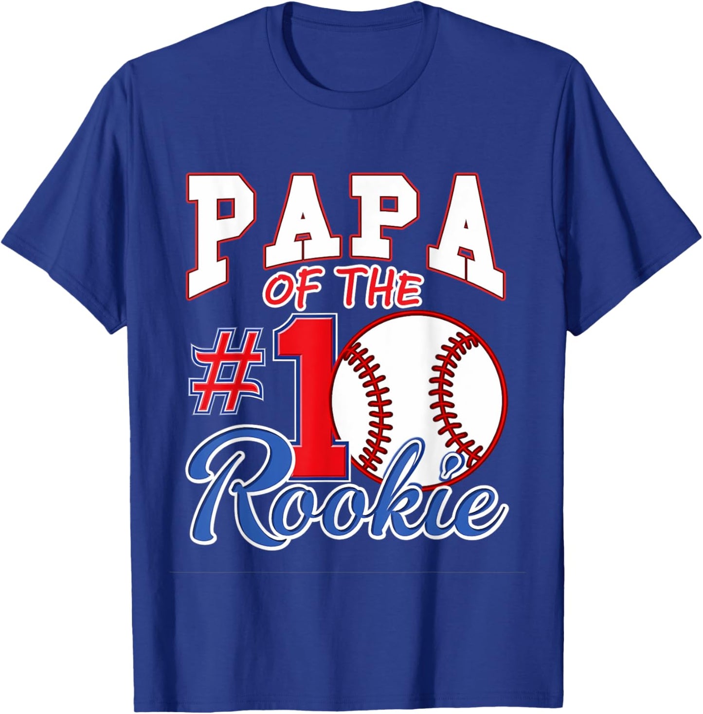 Retro Daddy Papa Of The Number 1 Rookie Baseball T-Shirt - T-Shirt | Royal