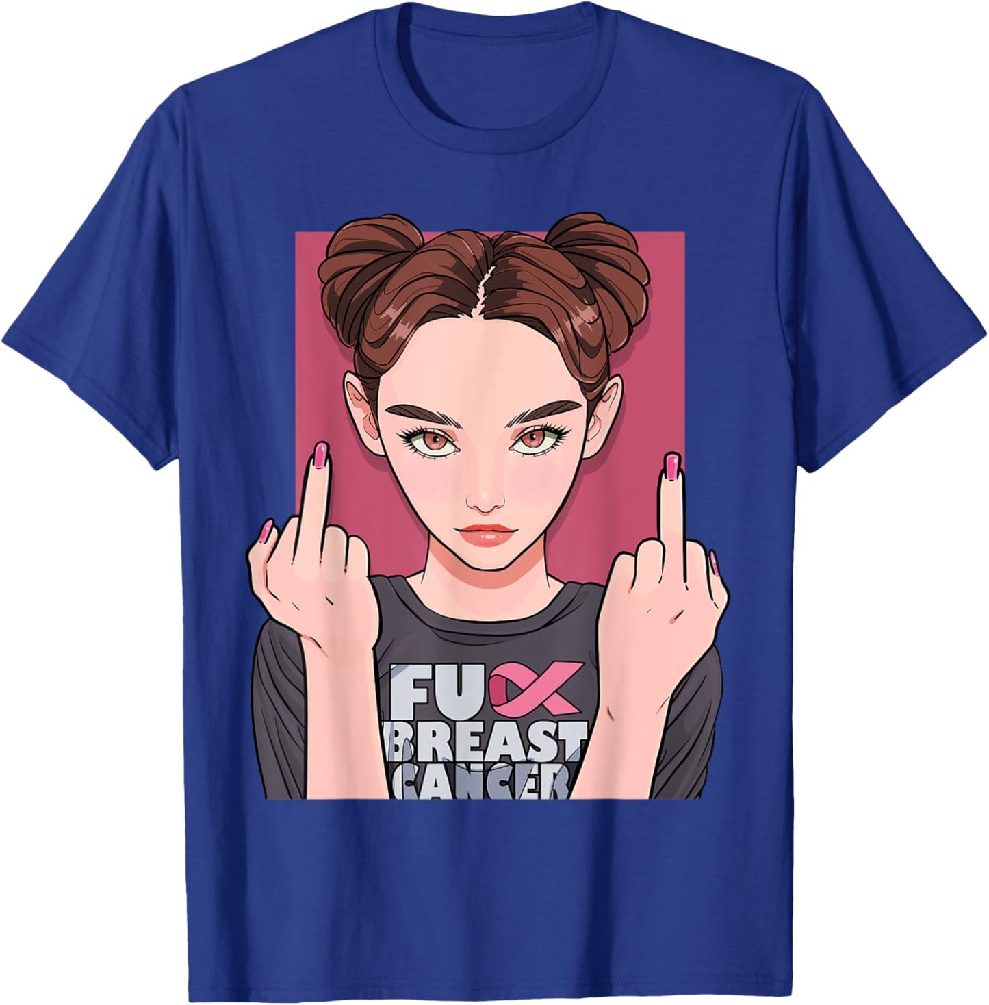 Fuck Breast Cancer Pink Ribbon Awareness Month Survivor T-Shirt - T-Shirt | Royal