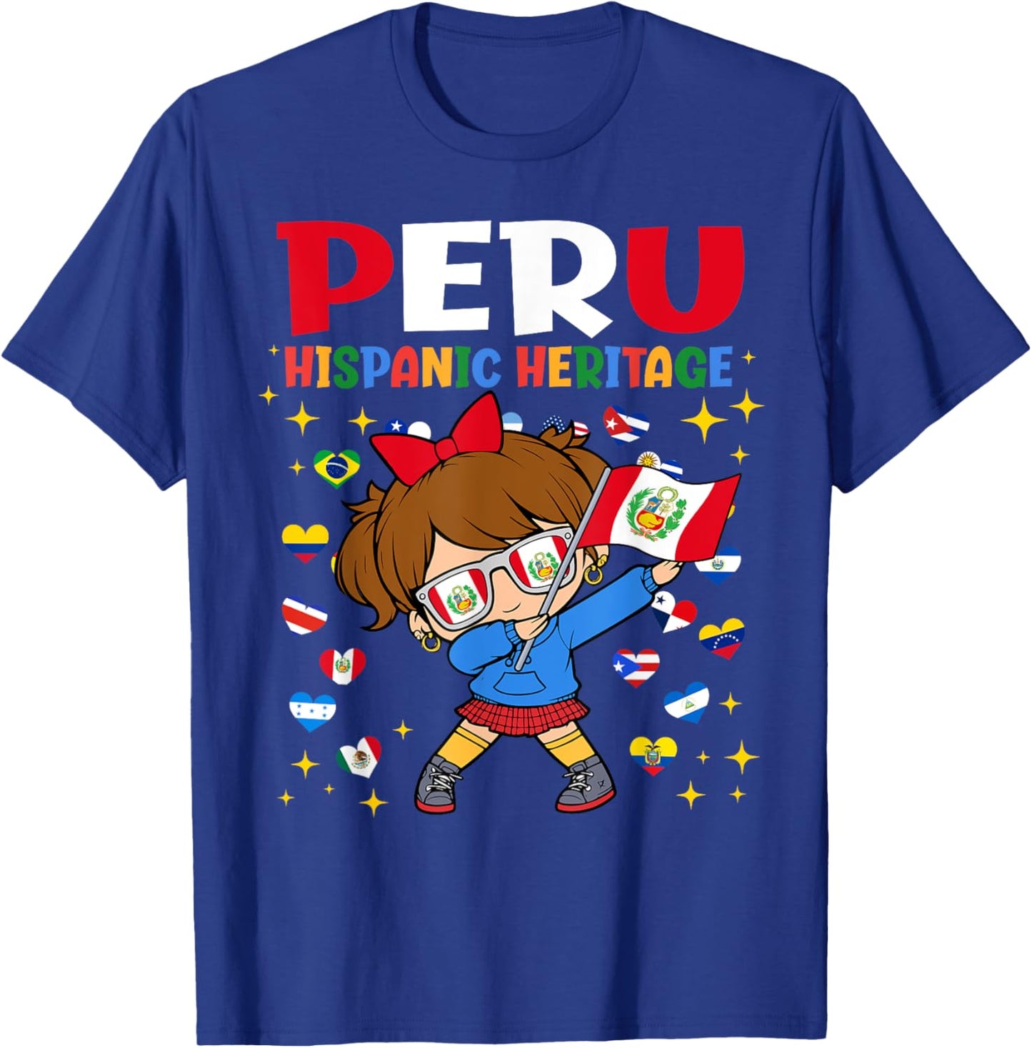 Hispanic Heritage Month Peru Flag Peruvian Girl Kids T-Shirt - T-Shirt | Royal