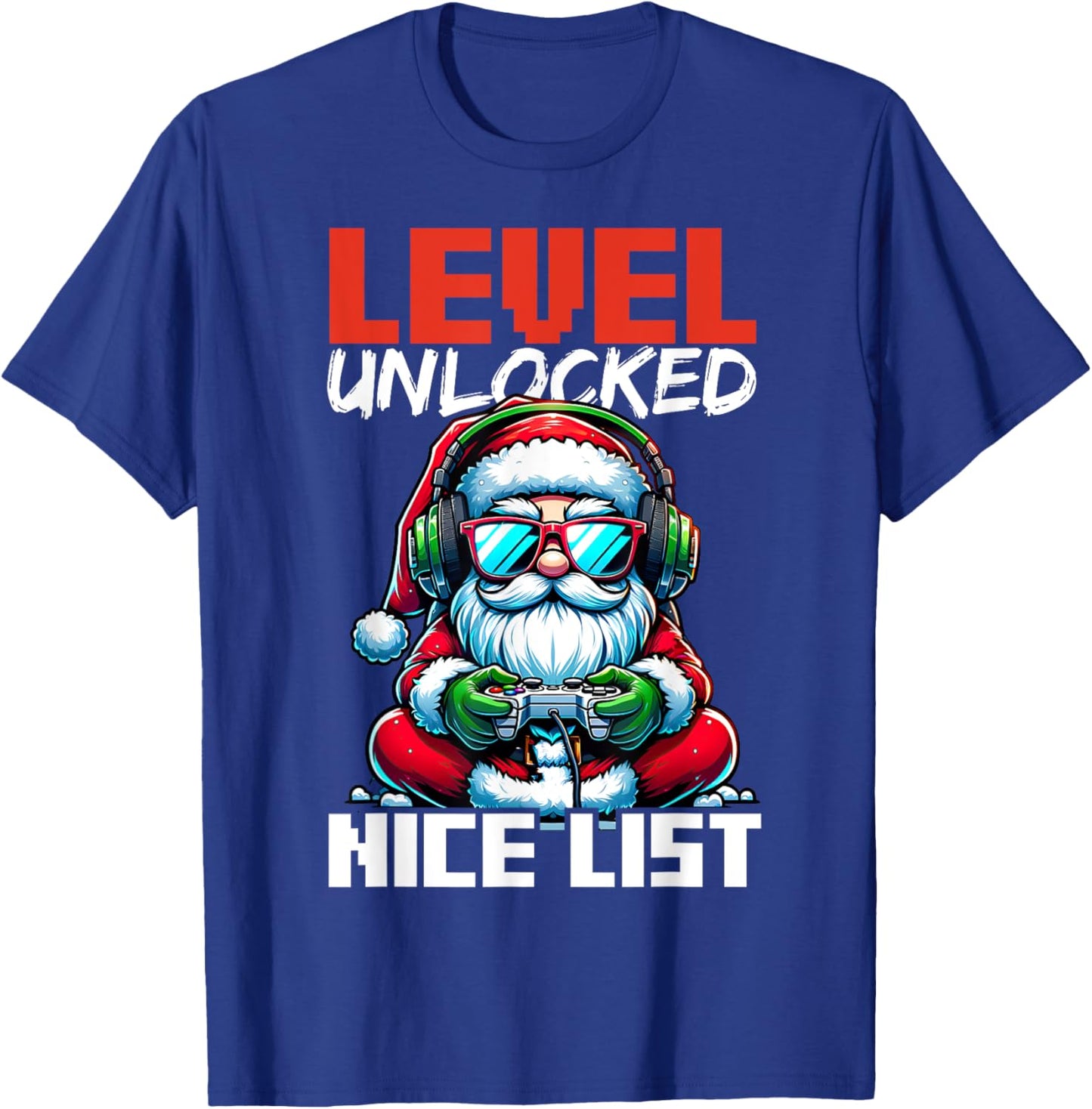 Christmas Gamer Boys Nice List Video Game Santa Xmas T-Shirt - T-Shirt | Royal