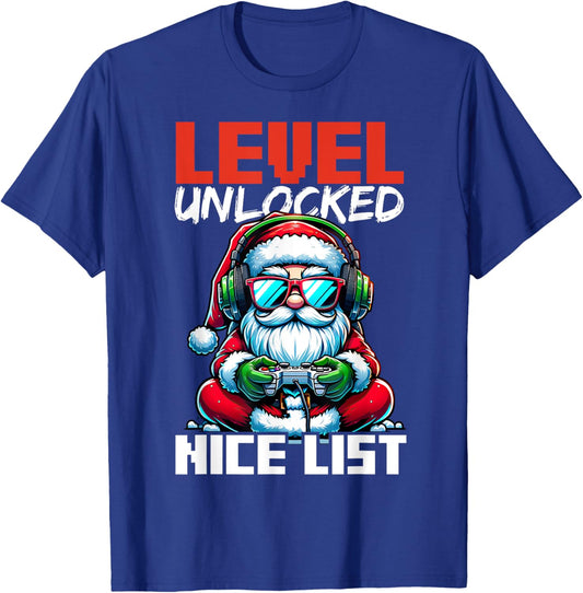Christmas Gamer Boys Nice List Video Game Santa Xmas T-Shirt - T-Shirt | Royal