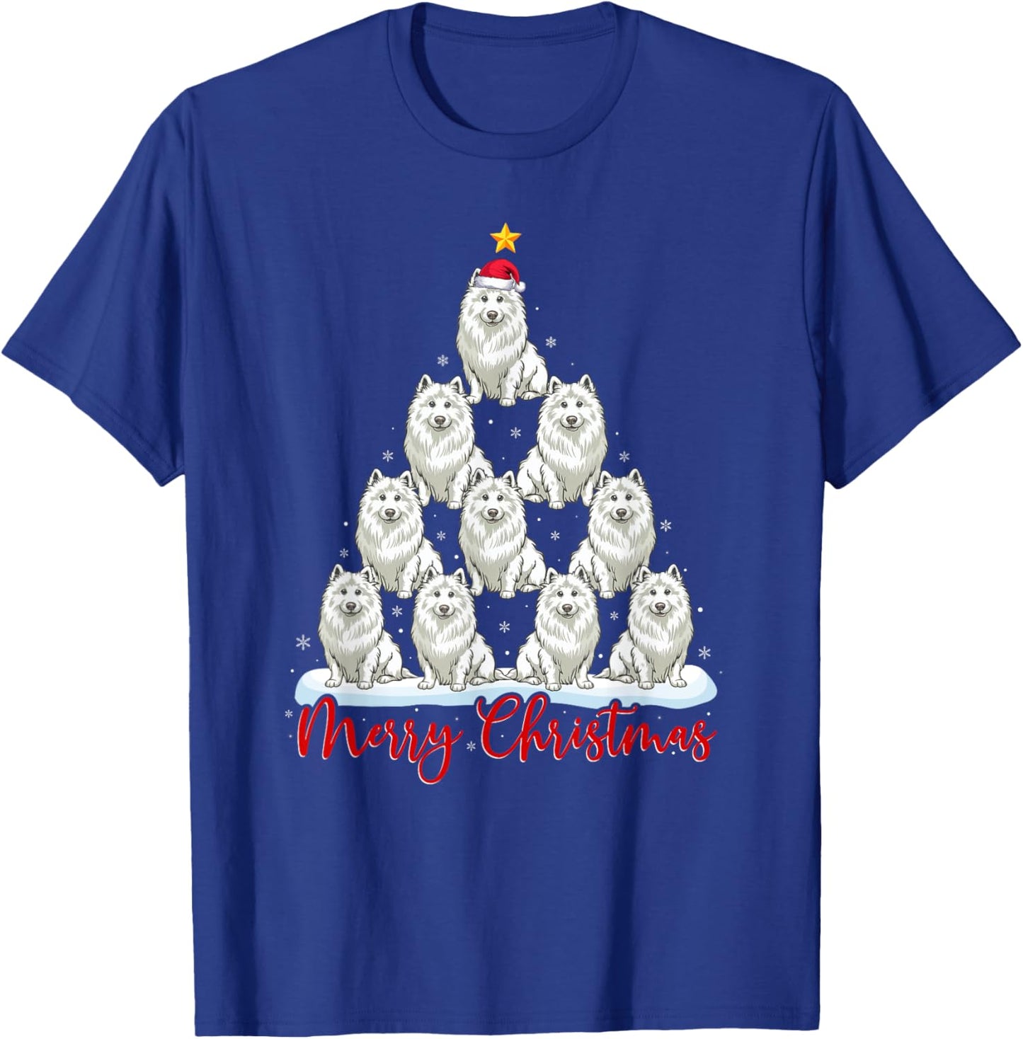 Santa Hat Ugly Xmas Funny Samoyed Dog Christmas Tree T-Shirt - T-Shirt | Royal