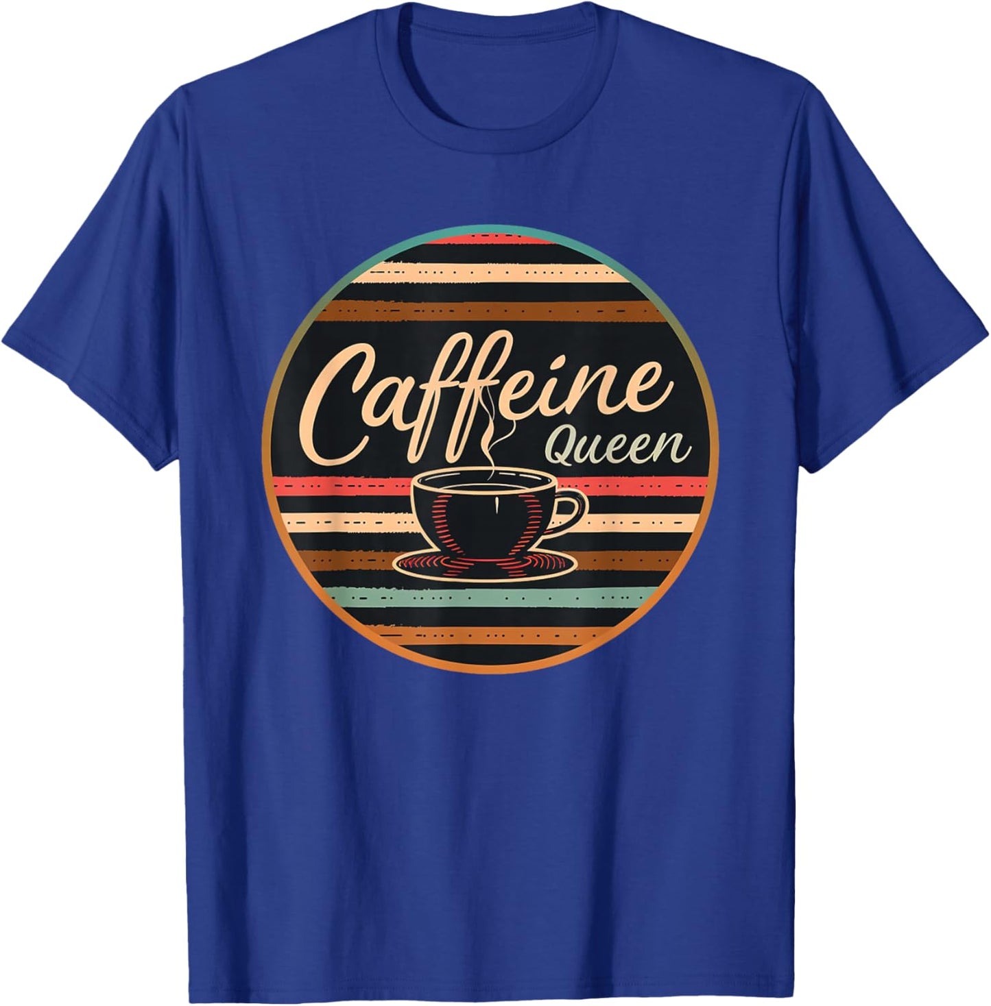 Caffeine Queen Coffee - Lover Retro Funny 70s 80s Barista T-Shirt - T-Shirt | Royal