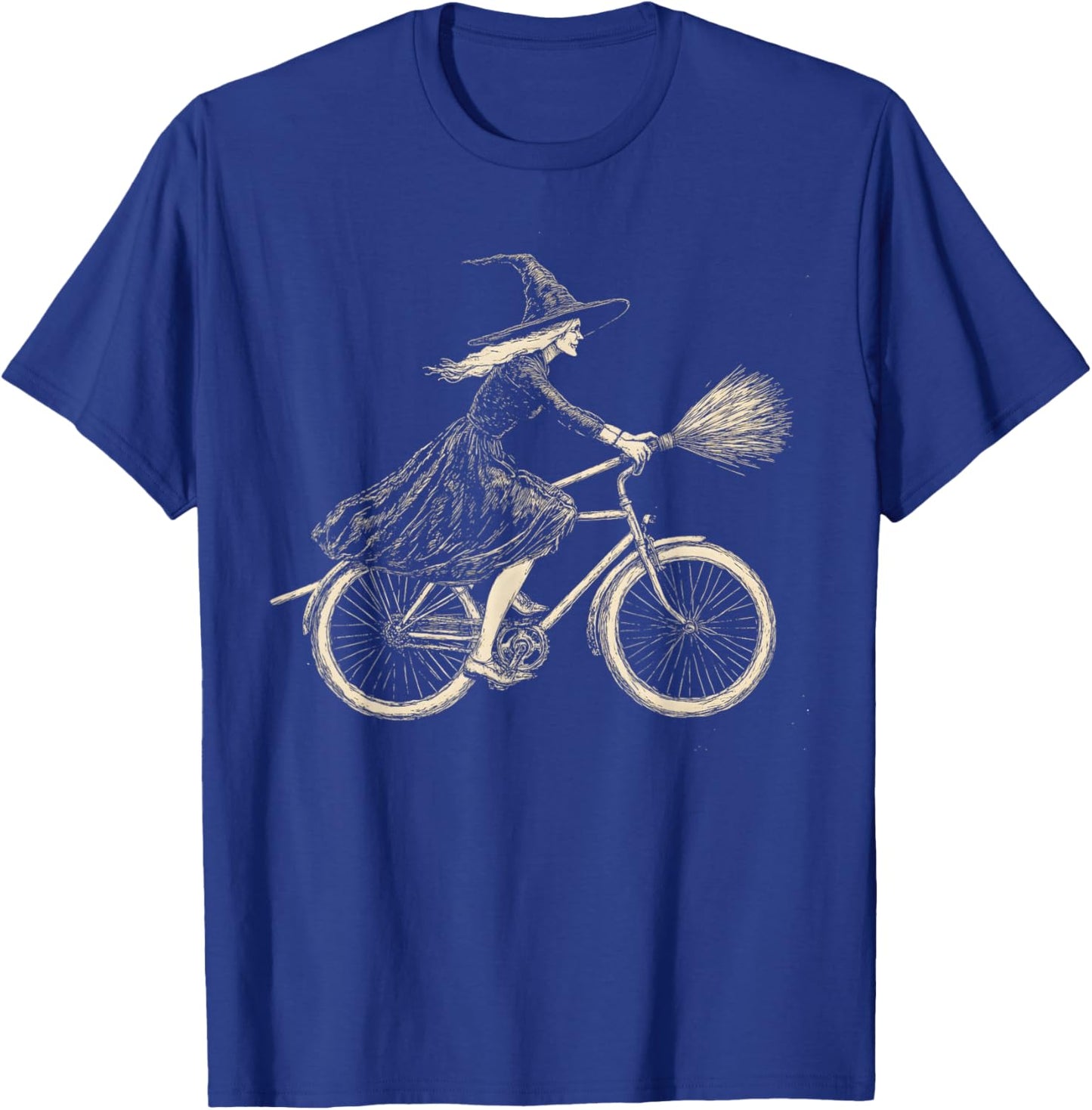 Vintage Halloween Witch on Bicycle Witches Cycling T-Shirt - T-Shirt | Royal