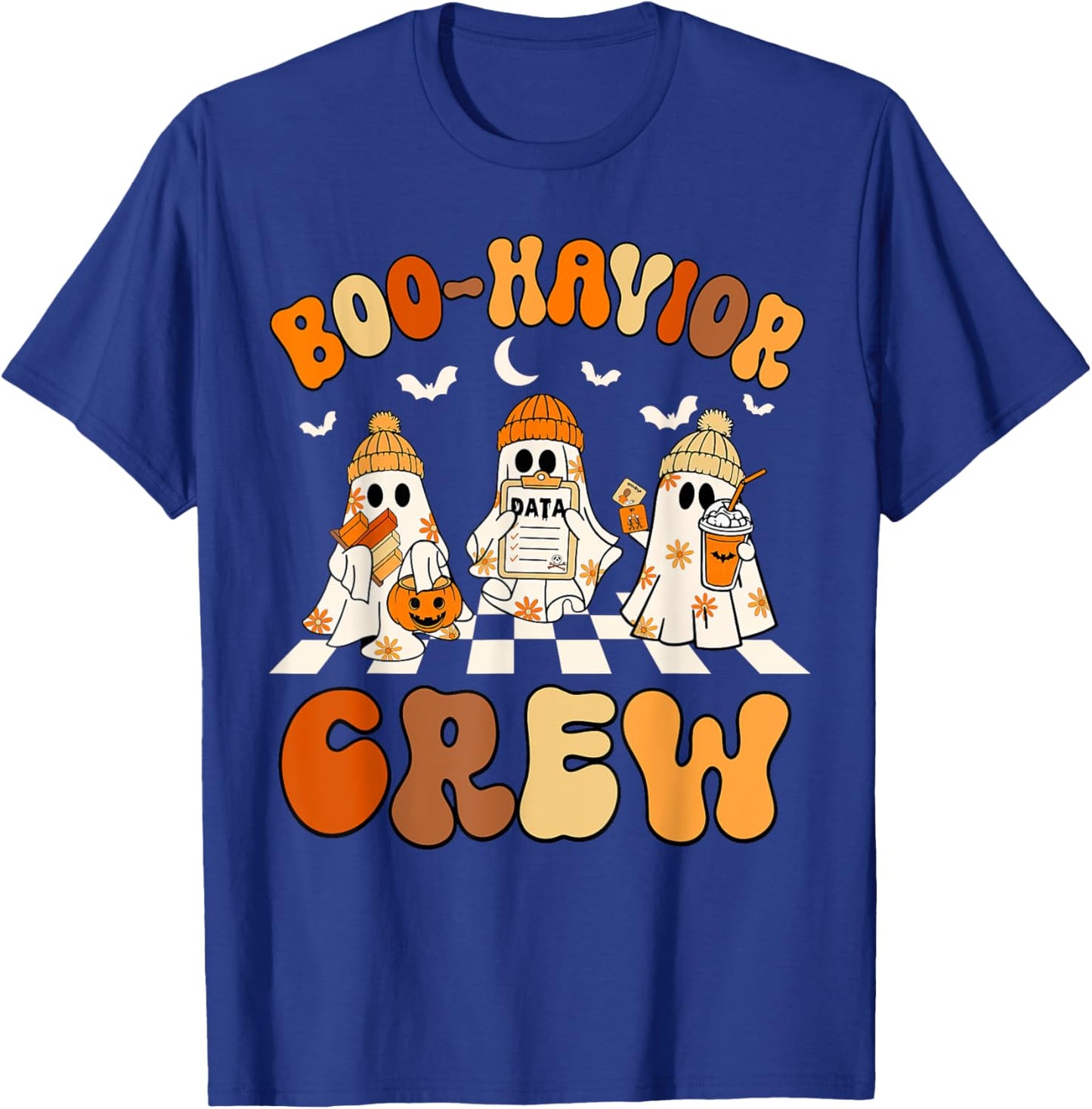 Behavior Analyst Halloween ABA Cute Ghost Boo-havior Crew T-Shirt - T-Shirt | Royal