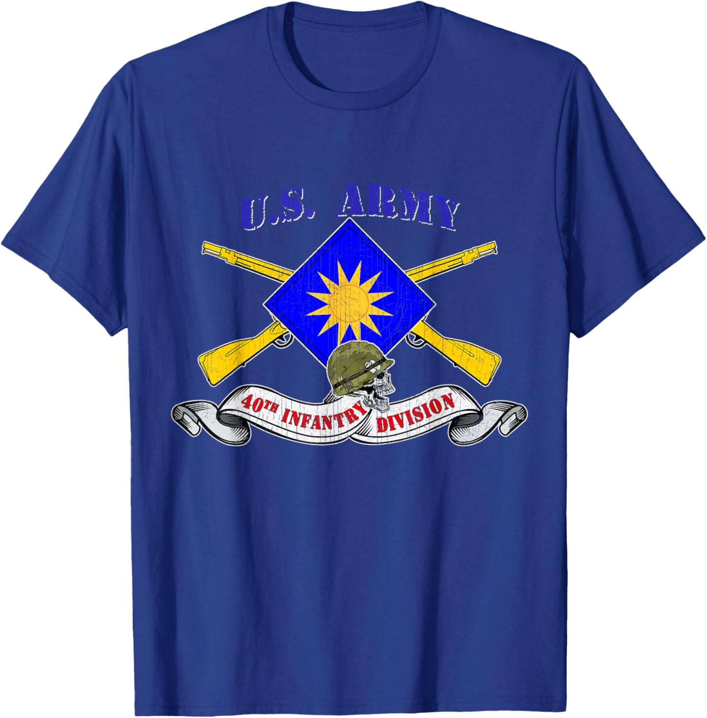 40th Infantry Division 40th ID Veteran Sunburst Division T-Shirt - T-Shirt | Royal