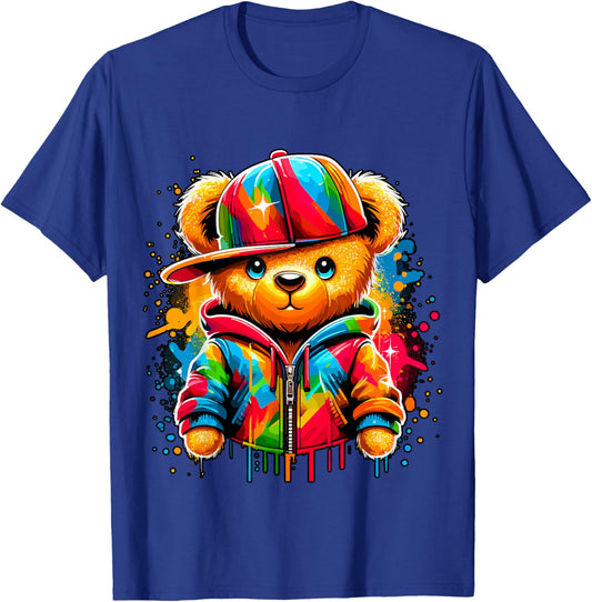 Colorful Hip Hop Teddy Bear Rap Music T-Shirt - T-Shirt | Royal