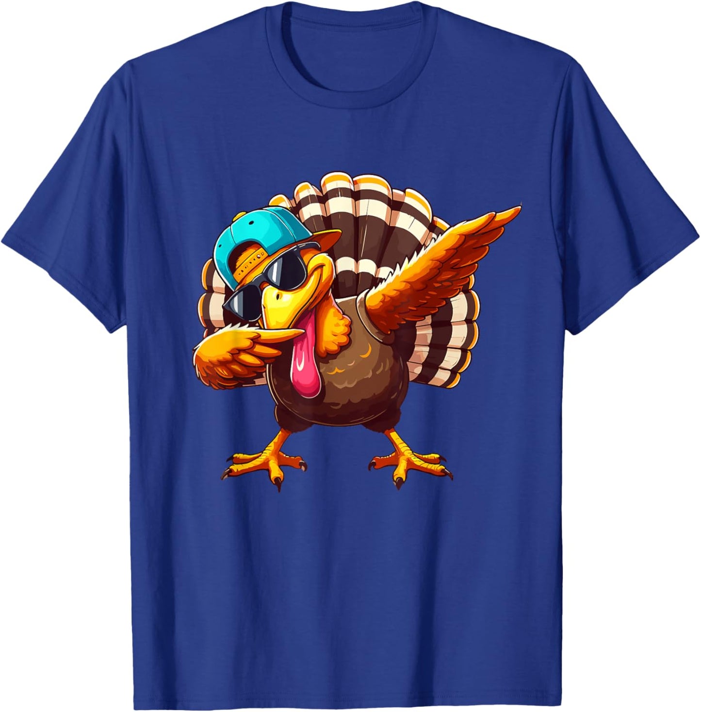 Dabbing Turkey Thanksgiving Day Pilgrim Boys Kids Funny Dab T-Shirt - T-Shirt | Royal
