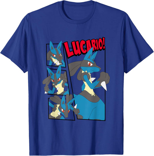 Pokémon Epic Lucario! Poses Collage Retro Big Chest Poster T-Shirt - T-Shirt | Royal