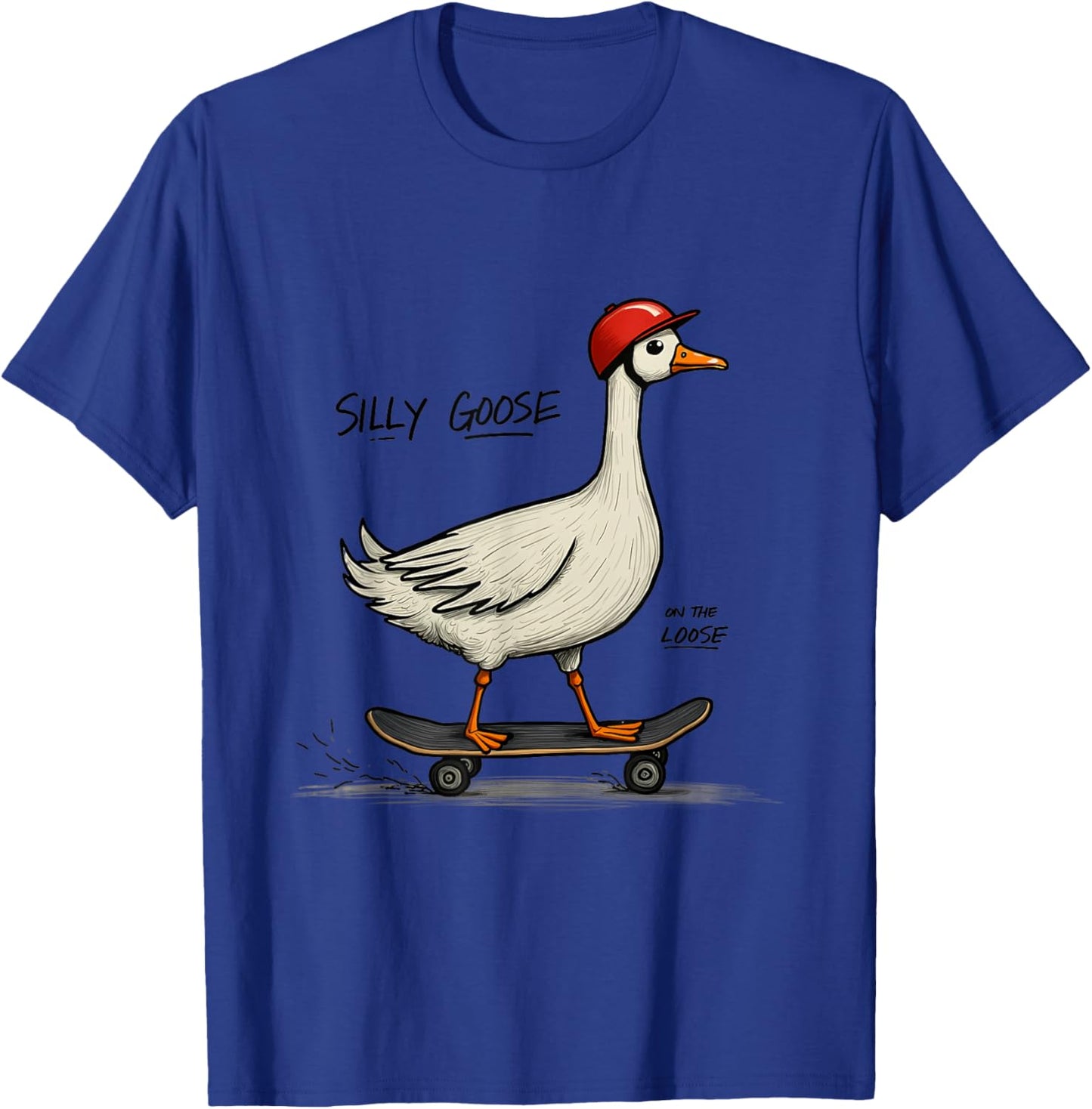 Silly Goose On The Loose Skateboard Adventure T-Shirt - T-Shirt | Royal