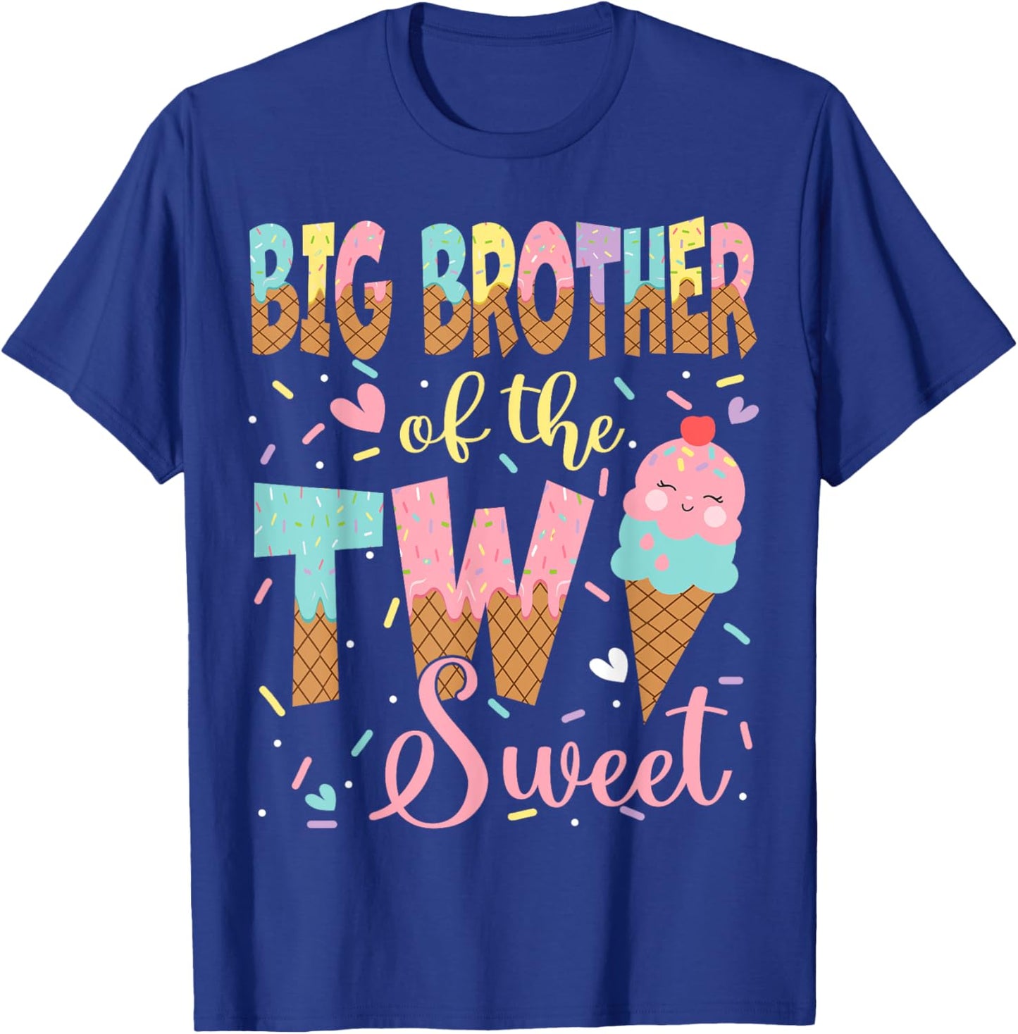 Big Brother Of The Two Sweet 2Nd Birthday Girl Ice Cream T-Shirt - T-Shirt | Royal