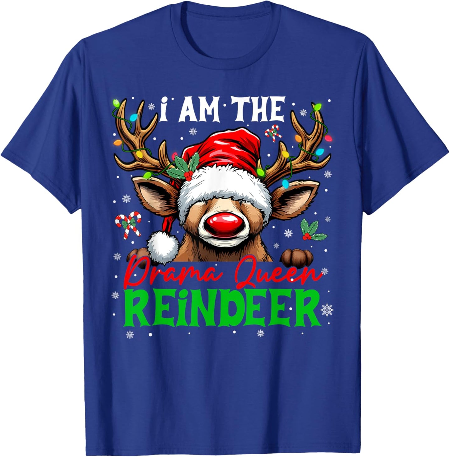 Funny Christmas Family Matching I'm The Drama Queen Reindeer T-Shirt - T-Shirt | Royal