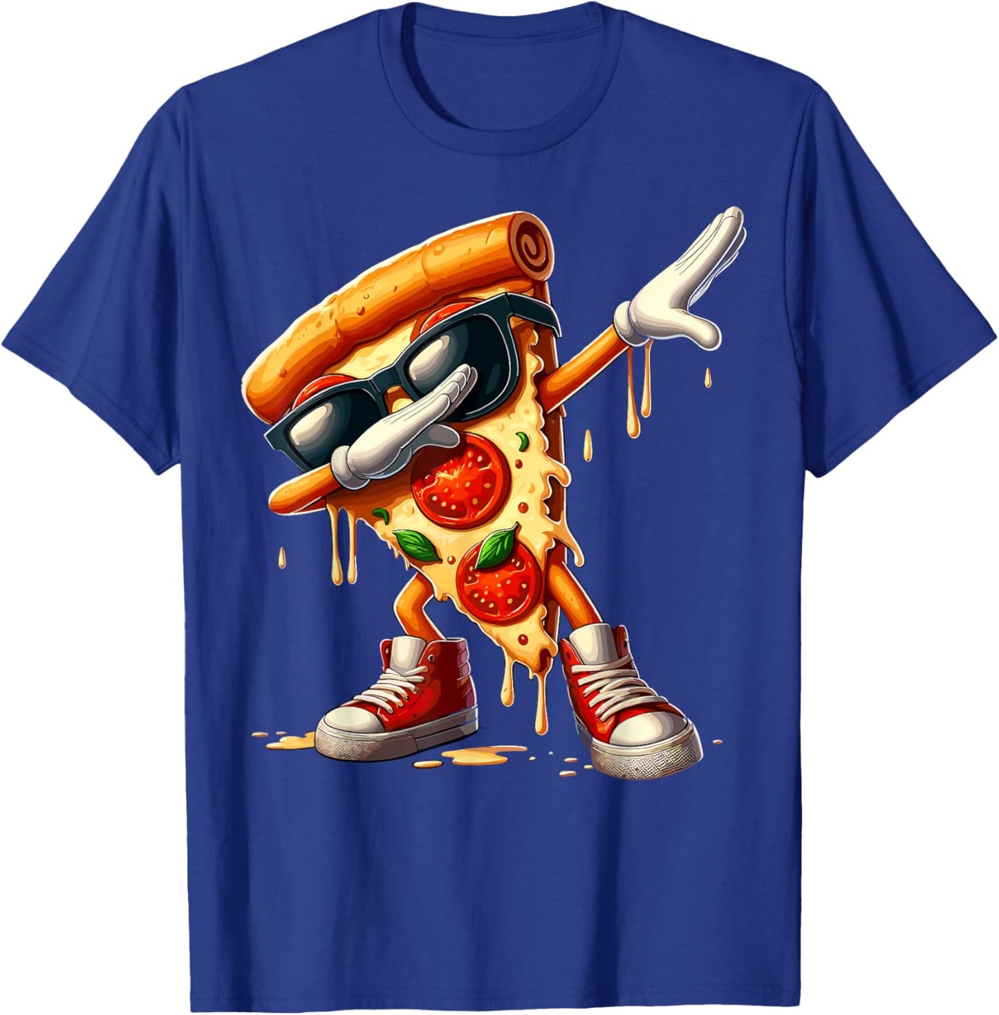 Cool Dabbing Pizza Design For Boys Girls Kids Pizza Lover T-Shirt - T-Shirt | Royal