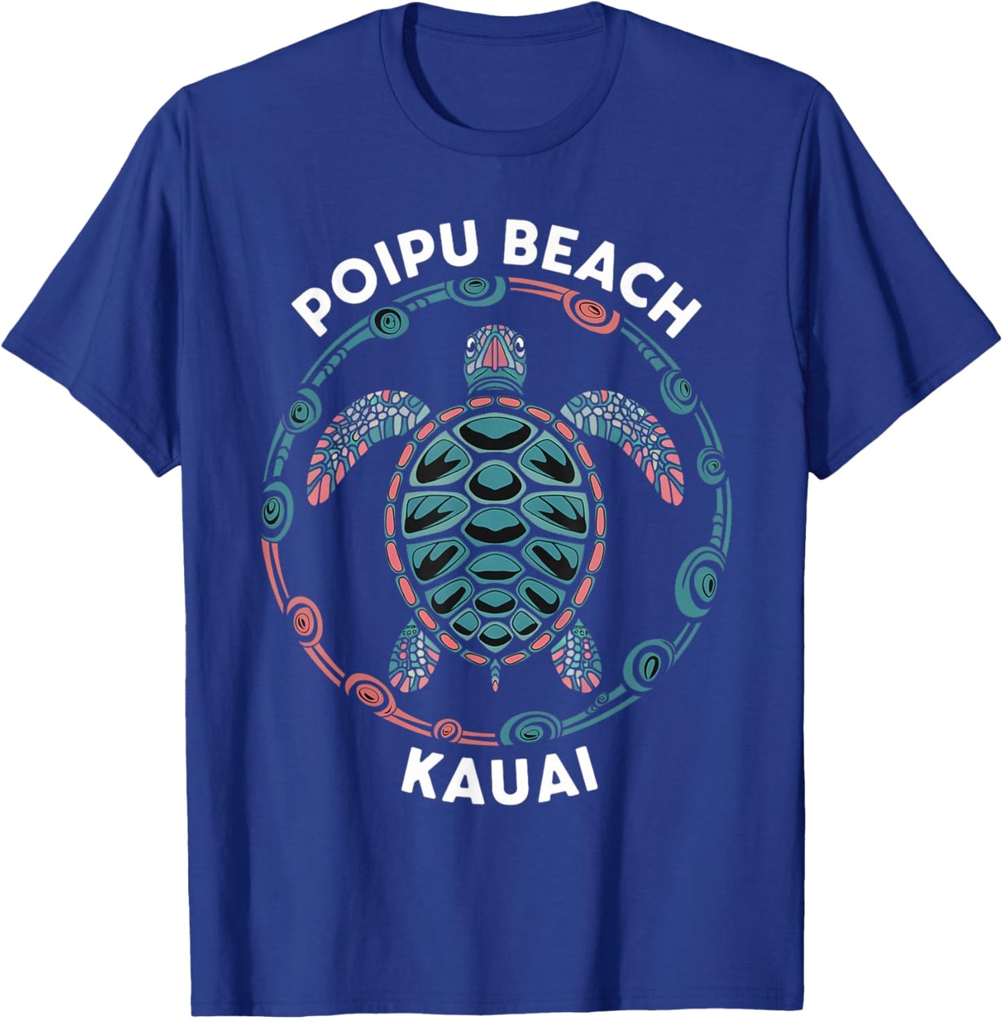 Poipu Beach Kauai Hawaii Islands Tropical Tribal Turtle T-Shirt - T-Shirt | Royal