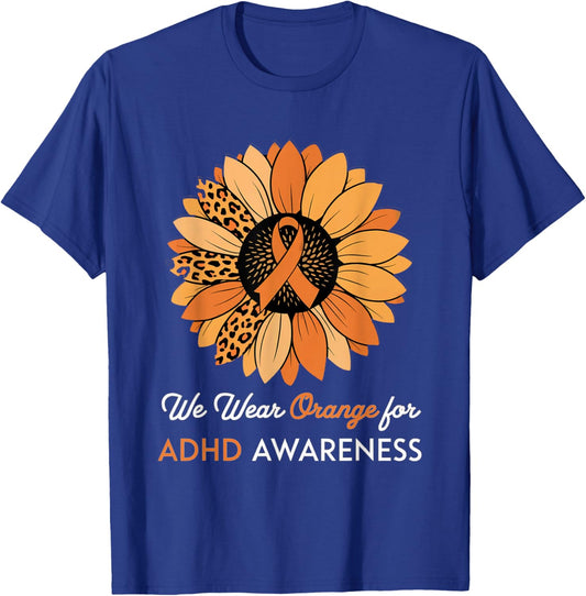 ADHD Awareness Month ADHD Sunflower Embrace Neurodiversity T-Shirt - T-Shirt | Royal