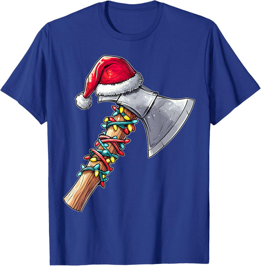 Axe Throwing Axe Thrower Christmas Hat Xmas - -Adults, Short Sleeve, , Black, Small T-Shirt - T-Shirt | Royal
