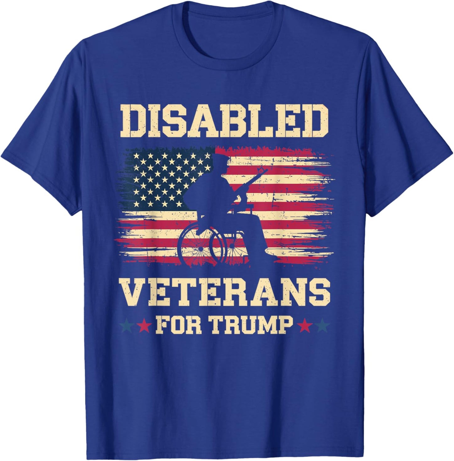 Disabled Veterans for Trump 2024 Election American Flag T-Shirt - T-Shirt | Royal