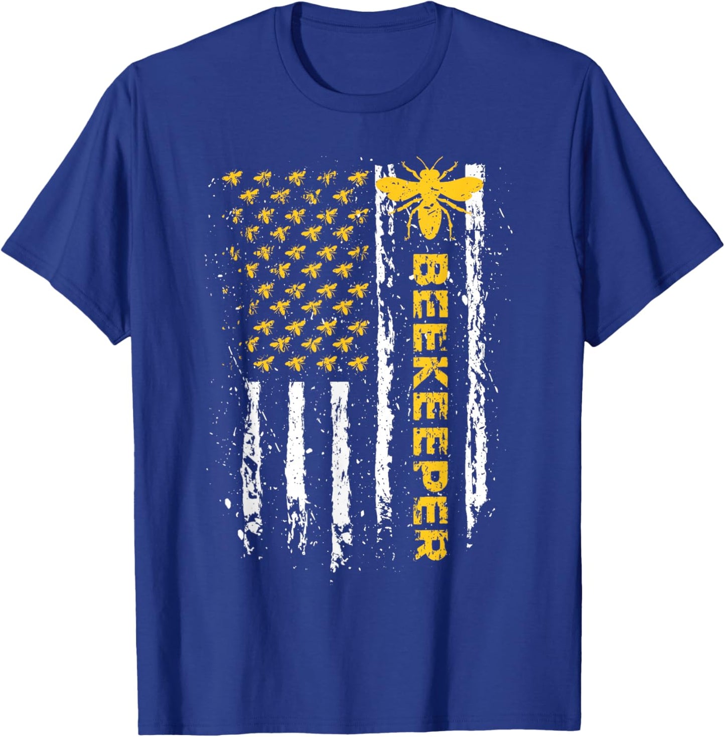 Beekeeper USA Flag Funny Honeybee Beekeeping Bee Patriotic T-Shirt - T-Shirt | Royal