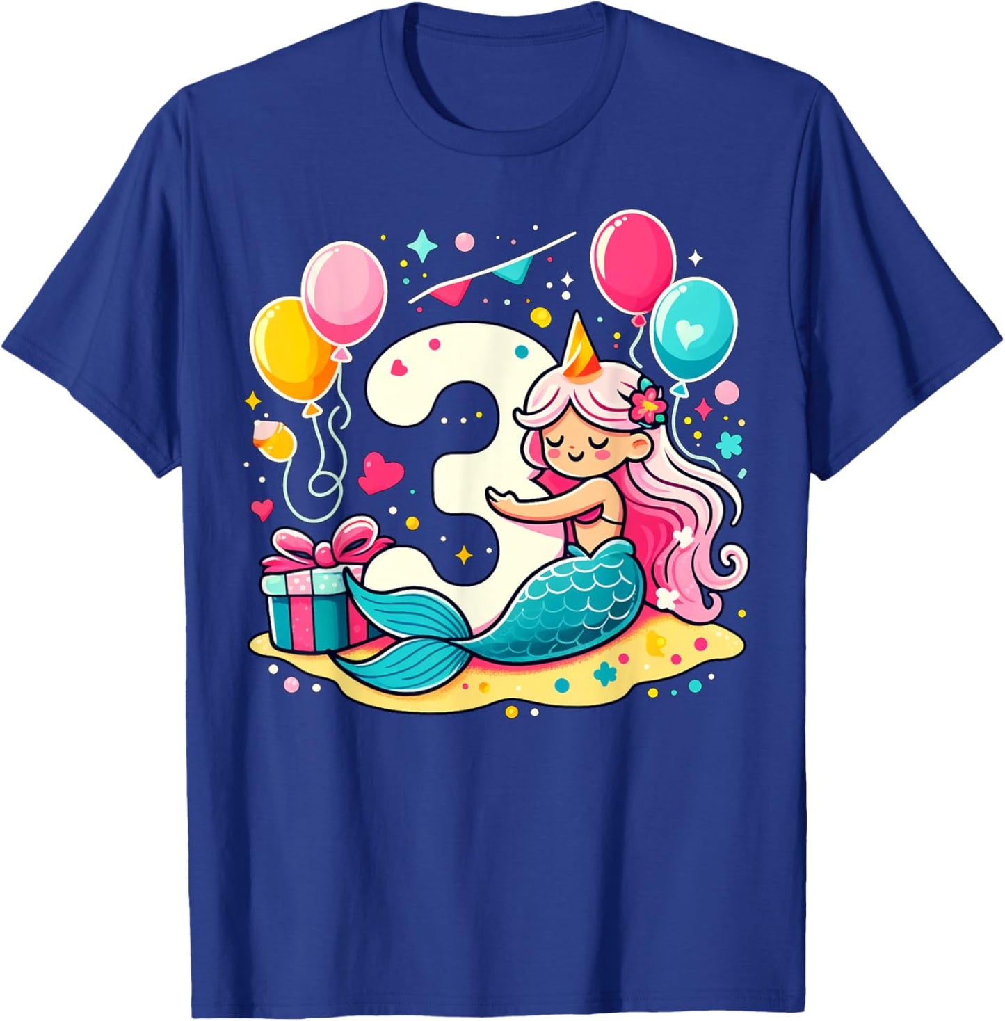 Mermaid 3rd birthday boy girl 3 year old third three Mermaid T-Shirt - T-Shirt | Royal