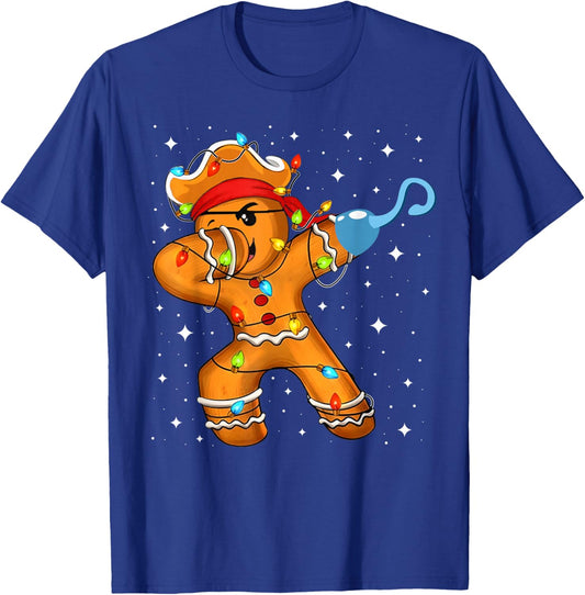 Funny Dabbing Gingerbread Pirate Christmas Dab Dance Men Boy T-Shirt - T-Shirt | Royal