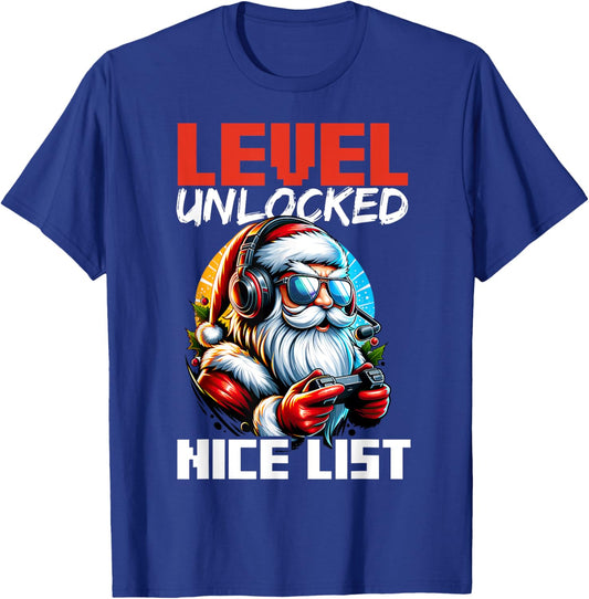 Christmas Gamer Boys Nice List Video Game Santa Xmas T-Shirt - T-Shirt | Royal