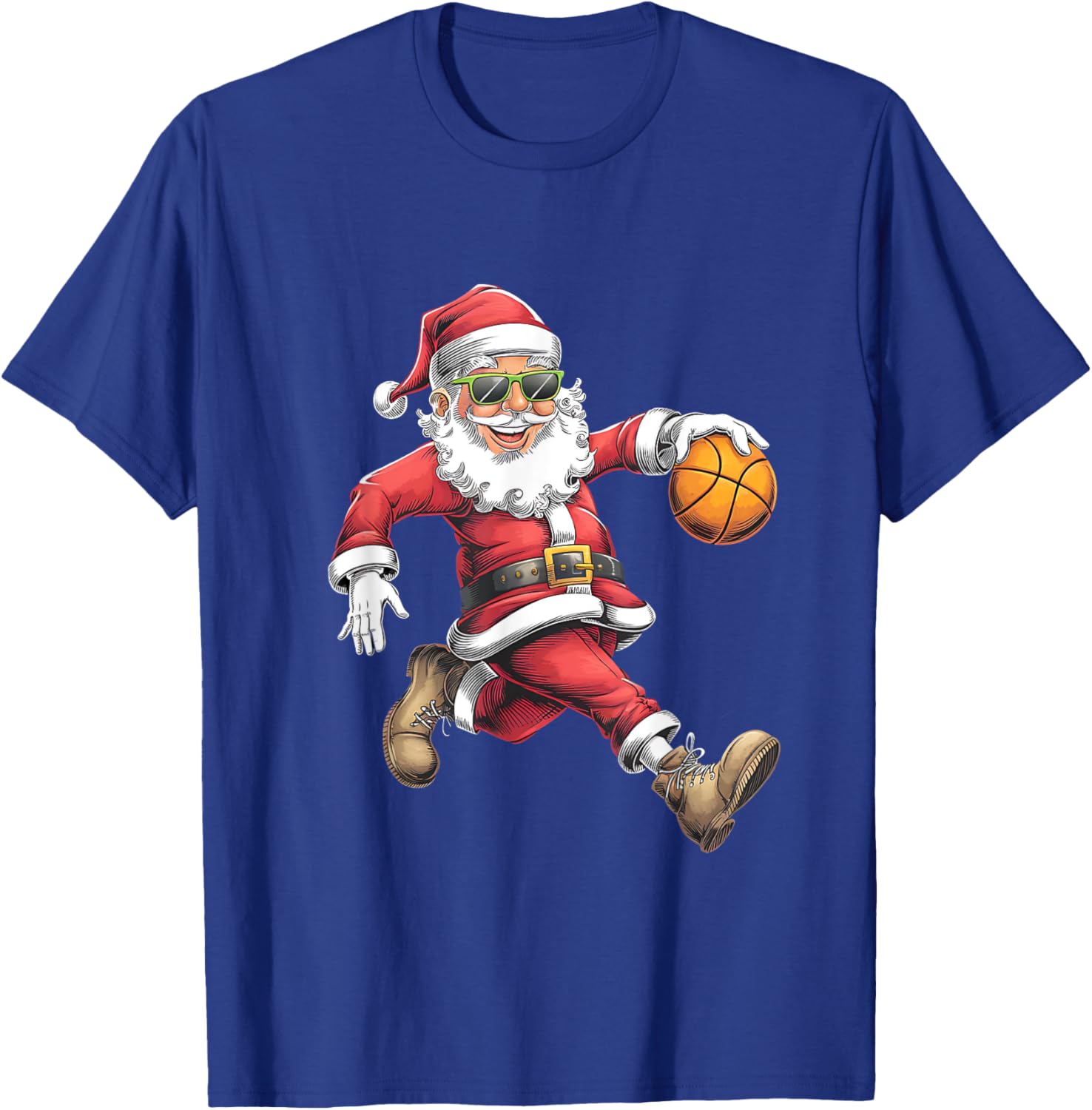 Christmas Santa Claus Dunking A Basketball Boys Kids Xmas T-Shirt - T-Shirt | Royal