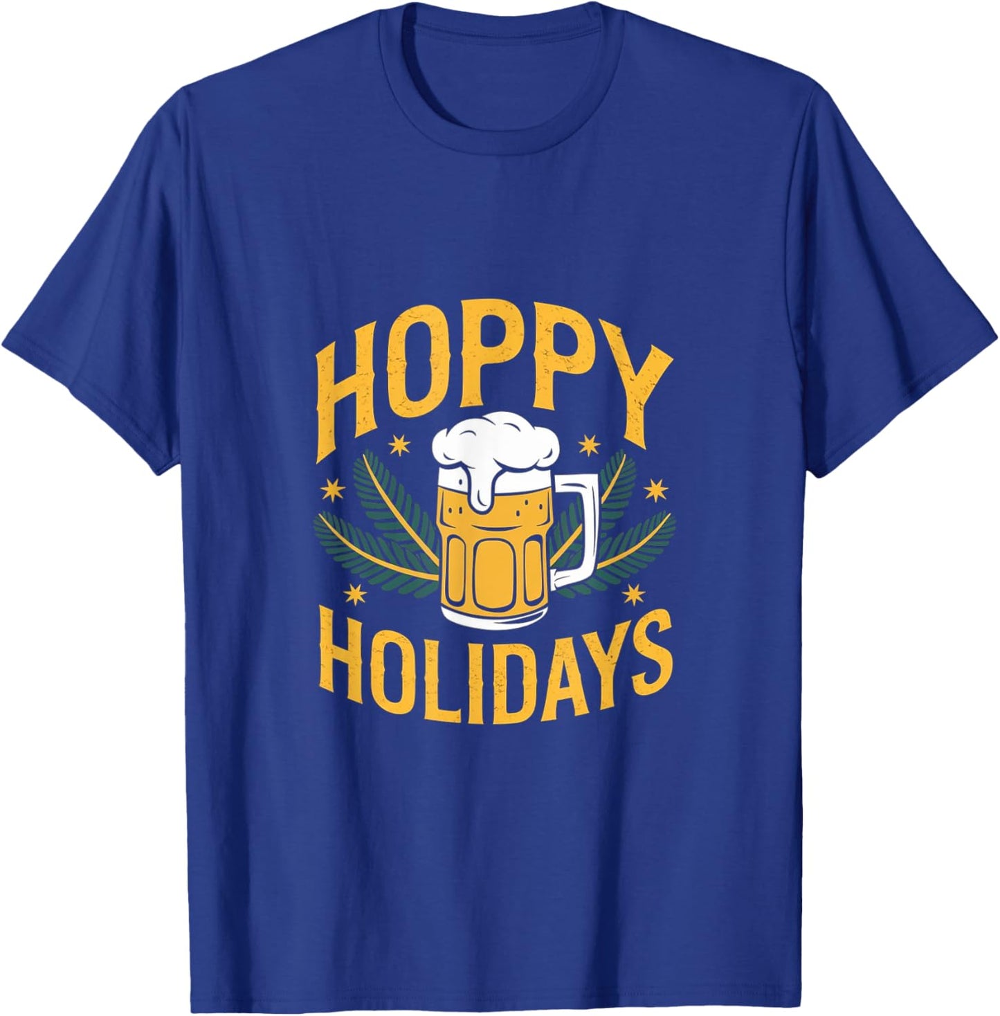 Hoppy Holidays Funny Santa Claus Beer Christmas Pun T-Shirt - T-Shirt | Royal