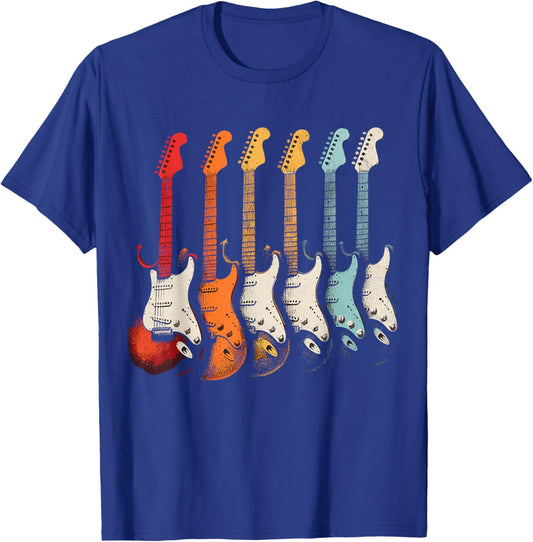 Guitarists Retro Music Guitar T-Shirt - T-Shirt | Royal