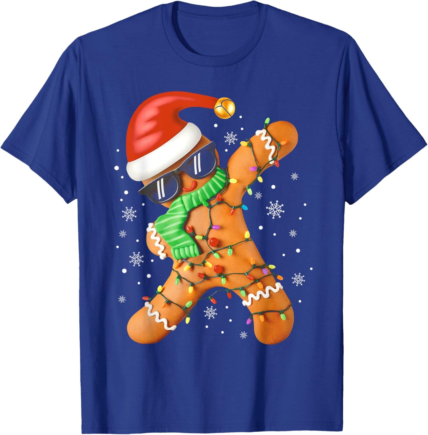 Funny Christmas Boys Kids Dabbing Gingerbread Xmas Pajamas T-Shirt - T-Shirt | Royal