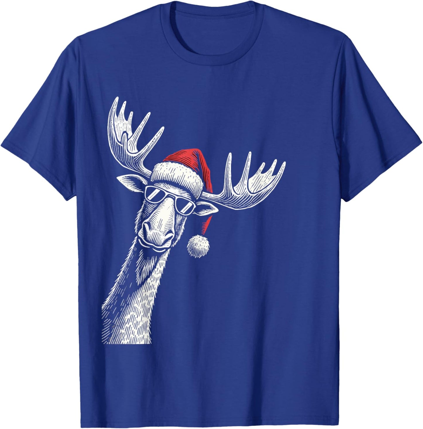 Moose Christmas Santa Hat Pajama Funny Moose Xmas T-Shirt - T-Shirt | Royal