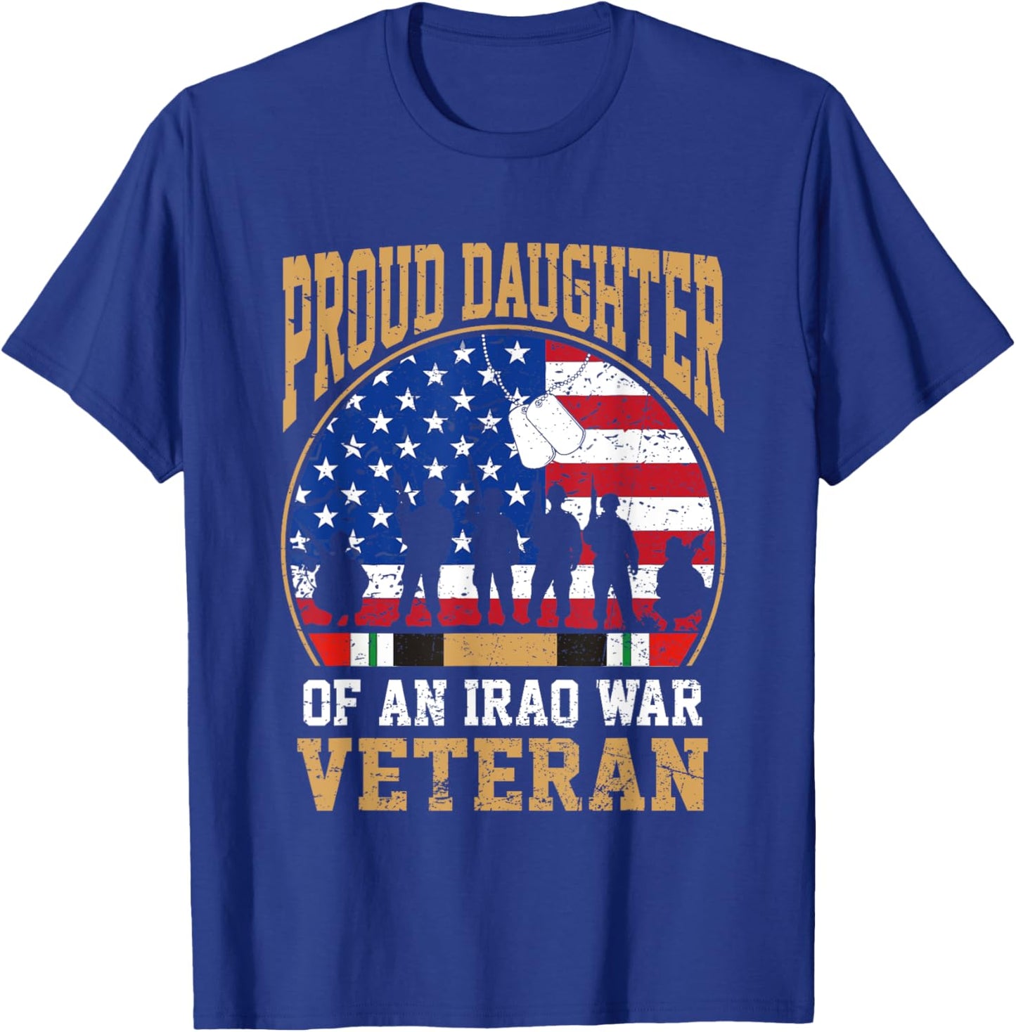Proud Daughter Of Iraq War Veteran Flag USA Family Matching T-Shirt - T-Shirt | Royal