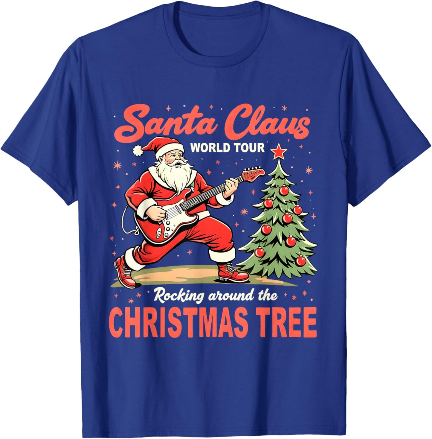 Santa Claus World Tour Rocking Around the Christmas Tree T-Shirt - T-Shirt | Royal