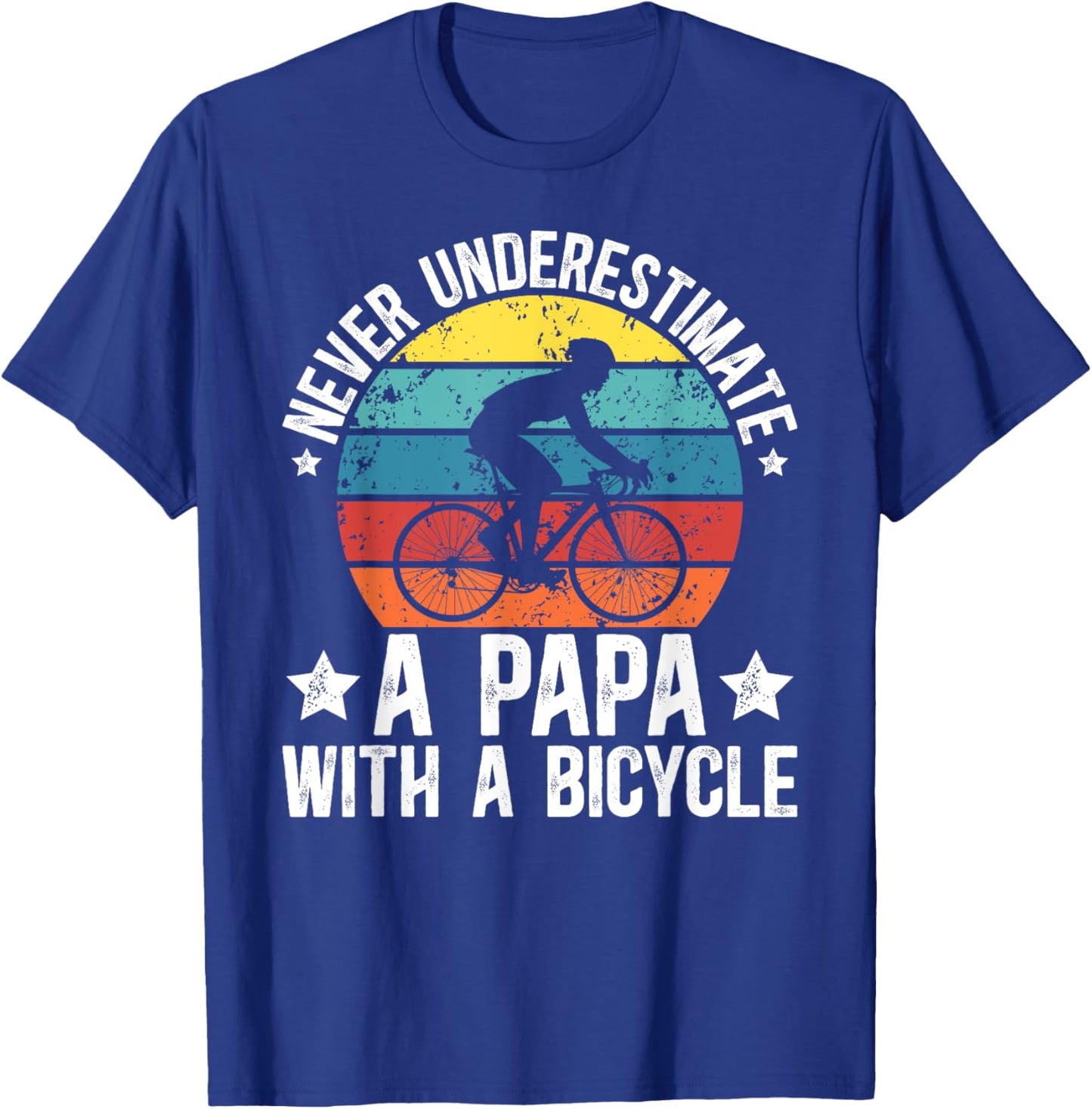 Papa With A Bicycle Papa Cycling Papa Cyclist Papa T-Shirt - T-Shirt | Royal