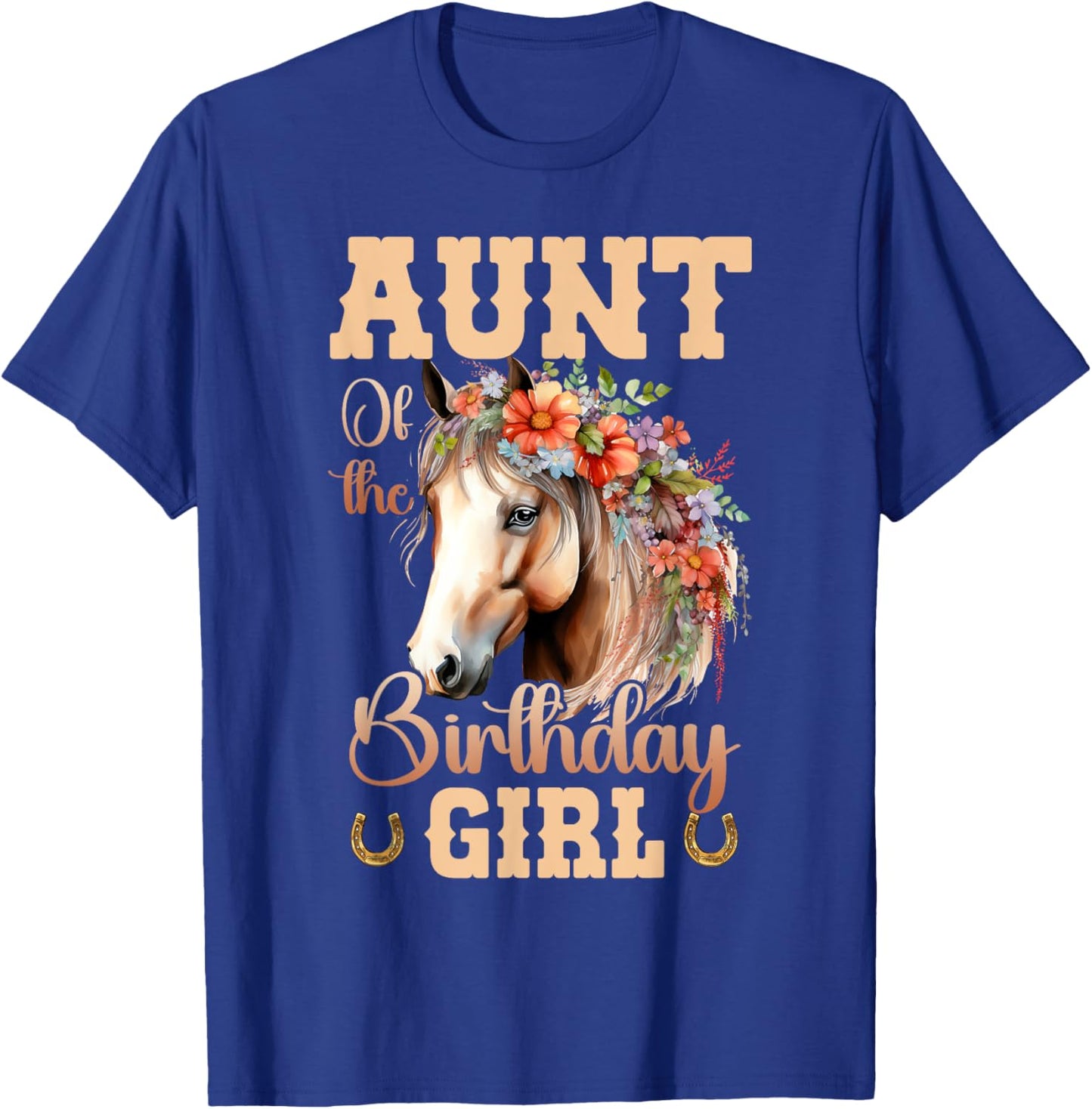 Cute Aunt Of The Birthday Girl Horse Family Party T-Shirt - T-Shirt | Royal