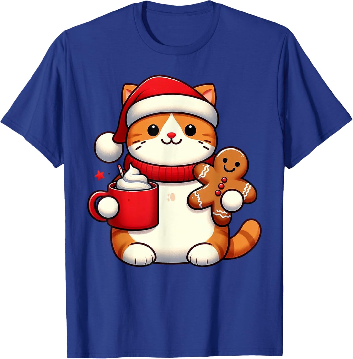 Cat Santa Hat Christmas Holiday Xmas Coffee Gingerbread Women T-Shirt - T-Shirt | Royal