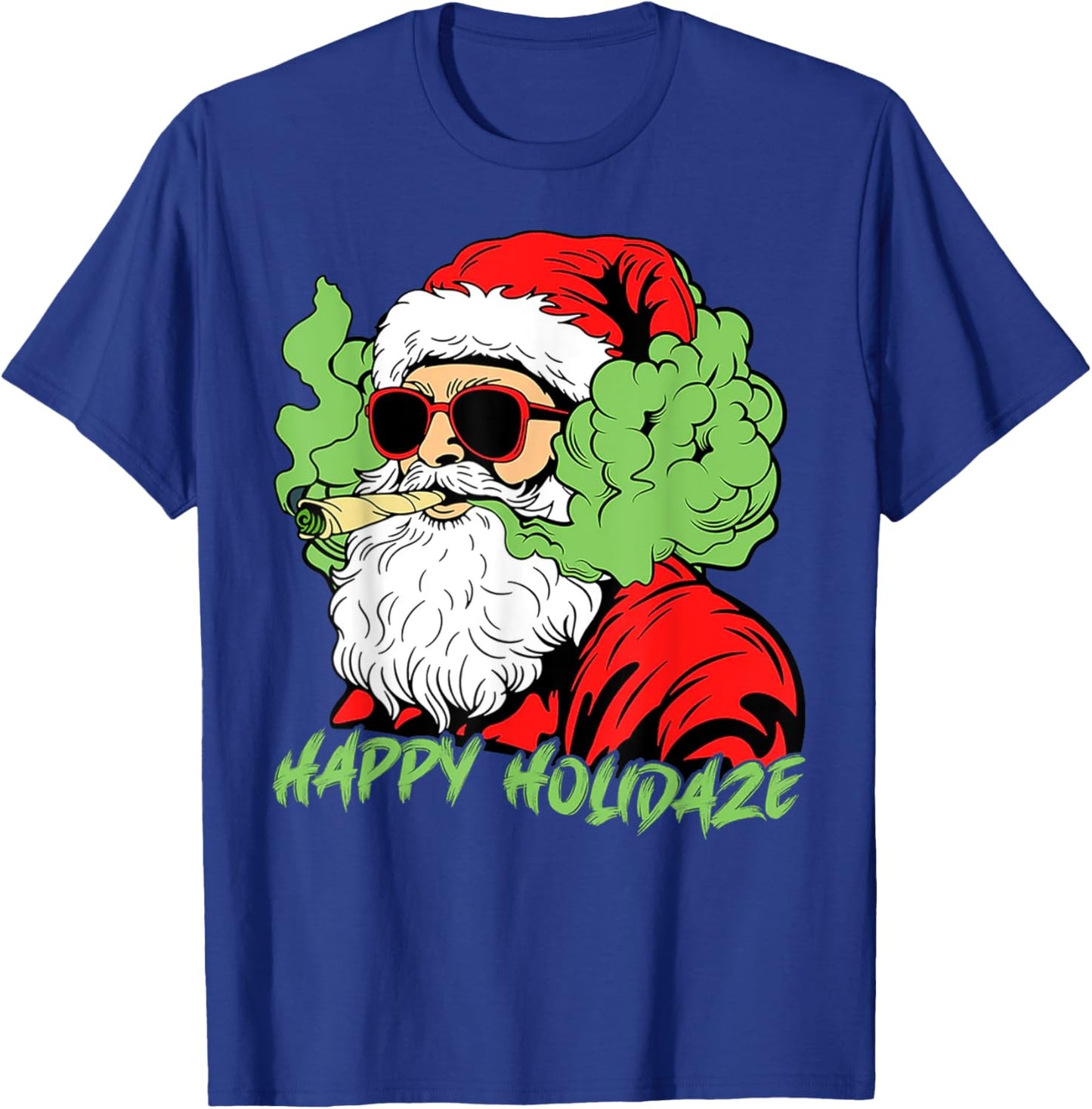 Happy Holidaze Santa Stoner Christmas Santa Smoking Xmas T-Shirt - T-Shirt | Royal