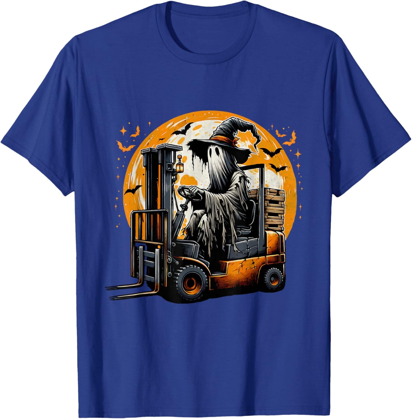 Forklift Ghost Halloween Scary Costume Forklift Driver T-Shirt - T-Shirt | Royal