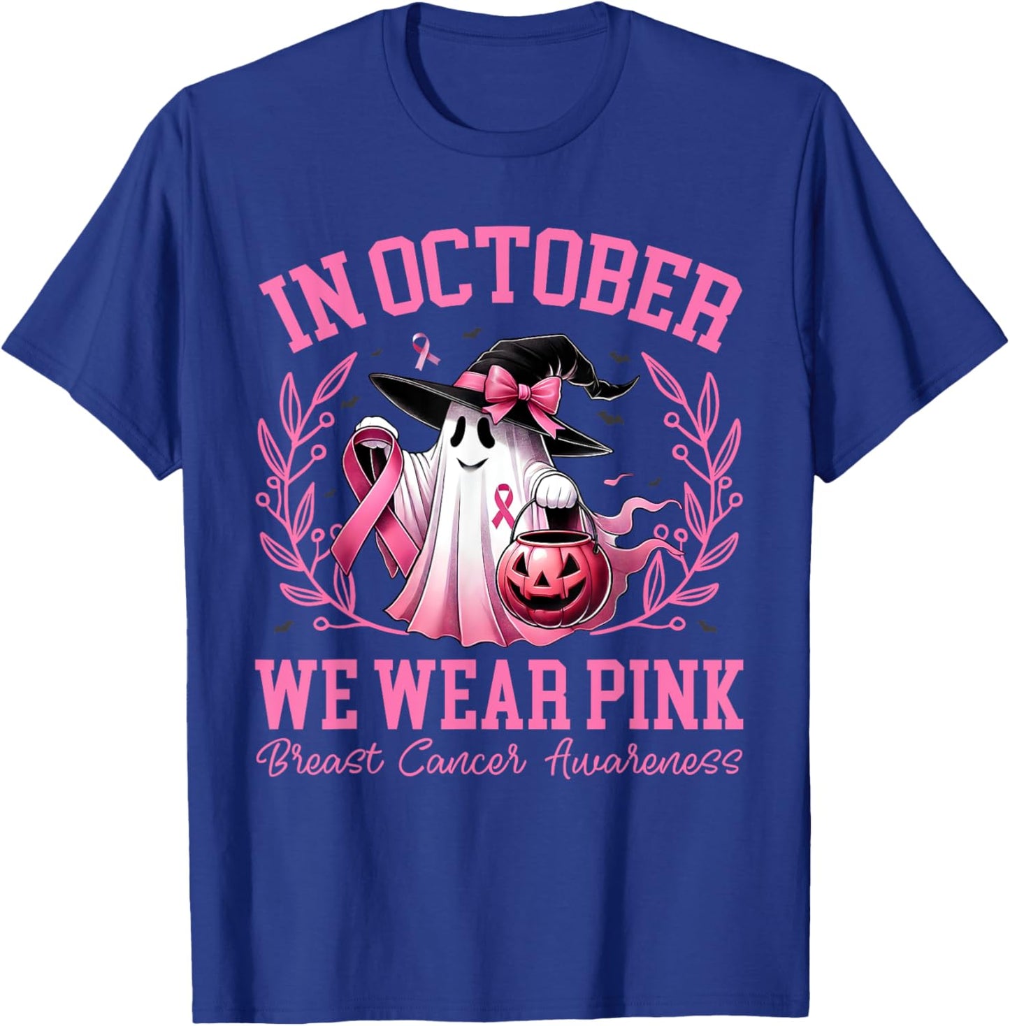 Breast Cancer Shirts Women Halloween In October We Wear Pink T-Shirt - T-Shirt | Royal
