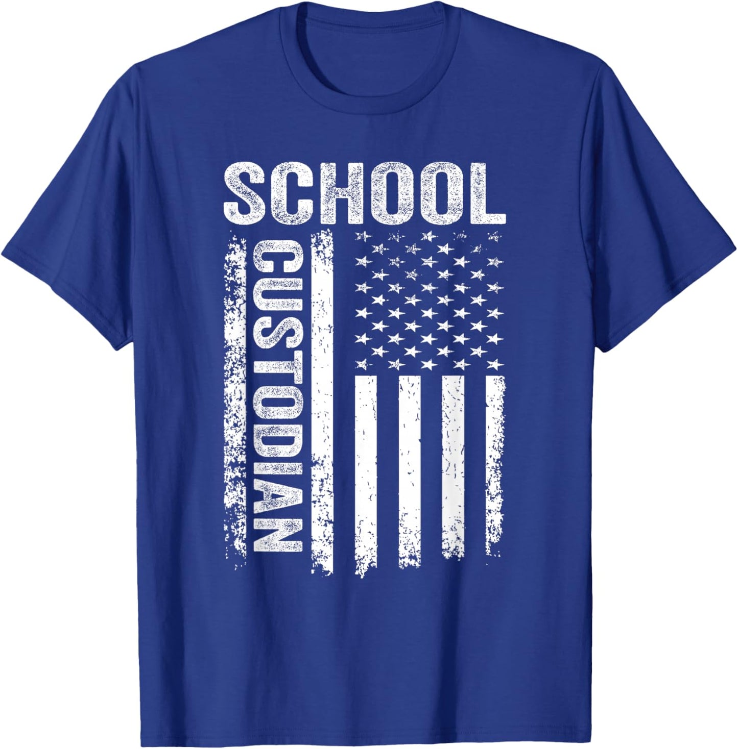 Funny 1st Day Of School, Custodian American Flag 4th Of July T-Shirt - T-Shirt | Royal