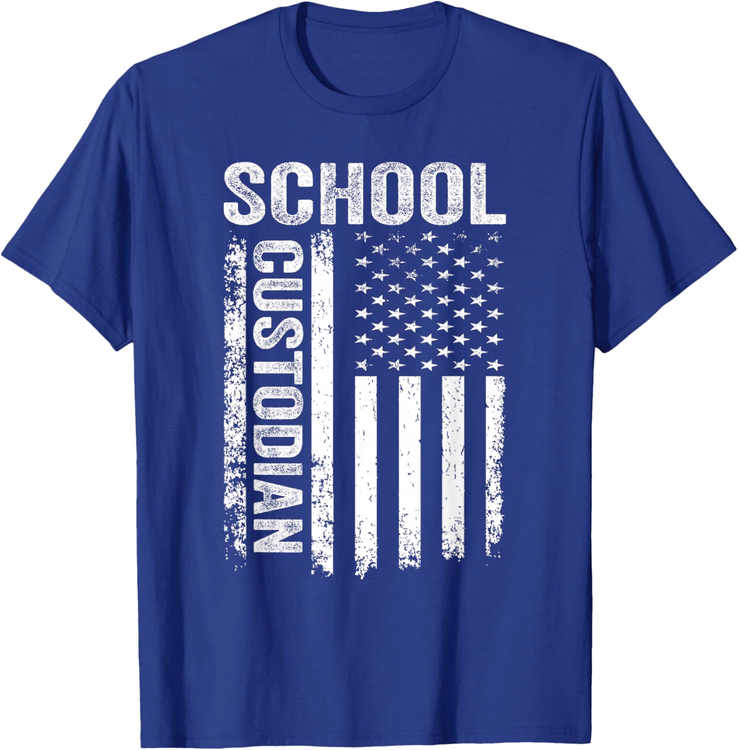 Funny 1st Day Of School, Custodian American Flag 4th Of July T-Shirt - T-Shirt | Royal