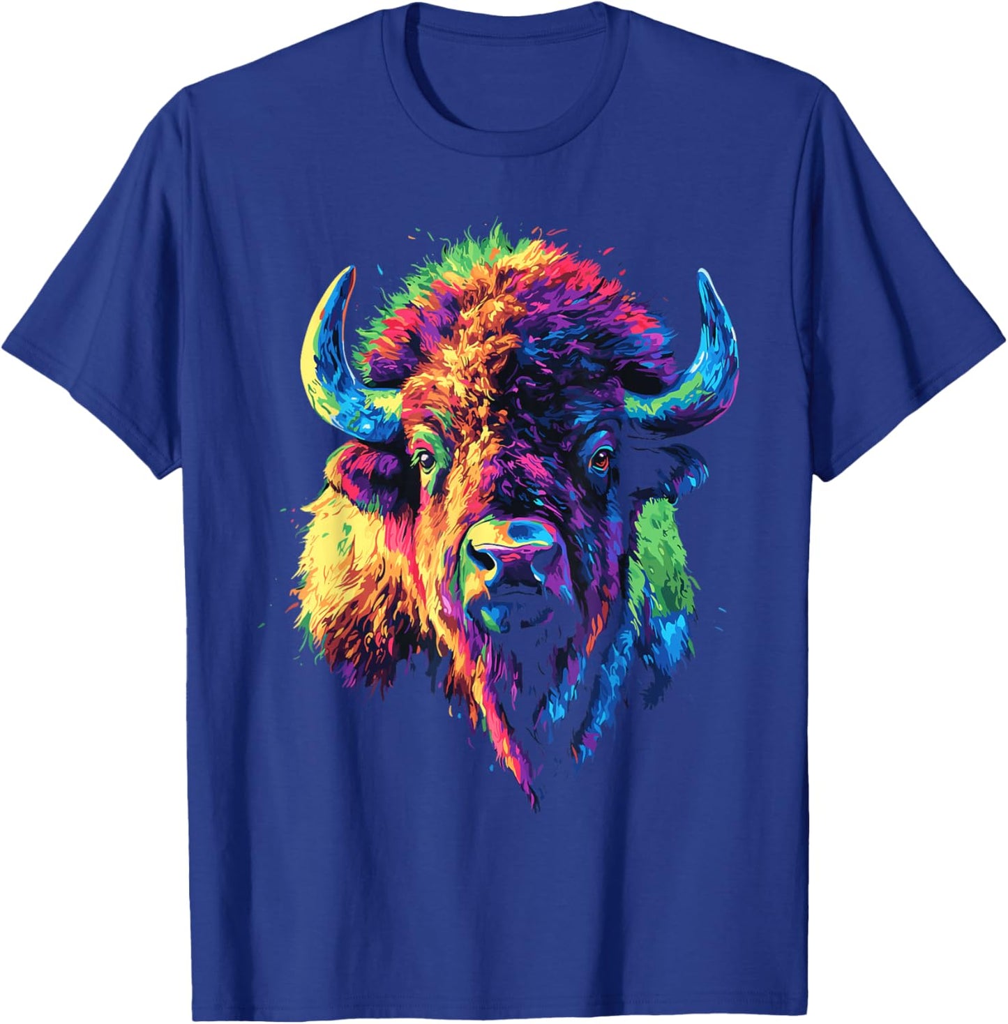 American Bison Lover Colorful Pop Art American Buffalo Bison T-Shirt - T-Shirt | Royal